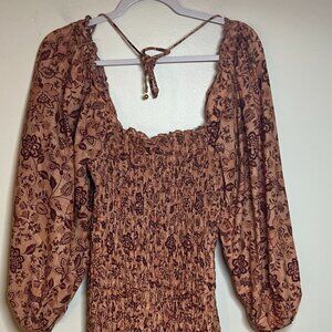 Free People Floral Mini Dress with Balloon Sleeves Size M